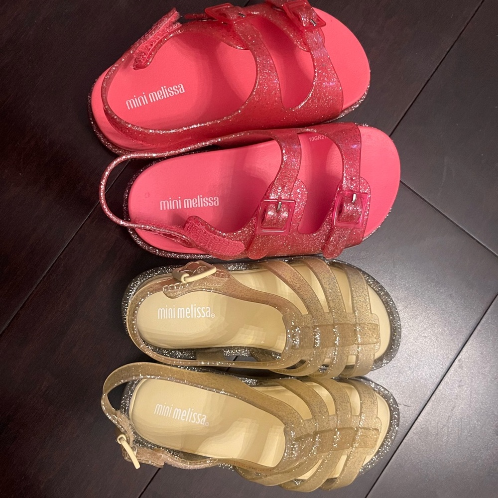 💙Brand new mini melissa sparkly shoes sandals girls kids toddler child!💜